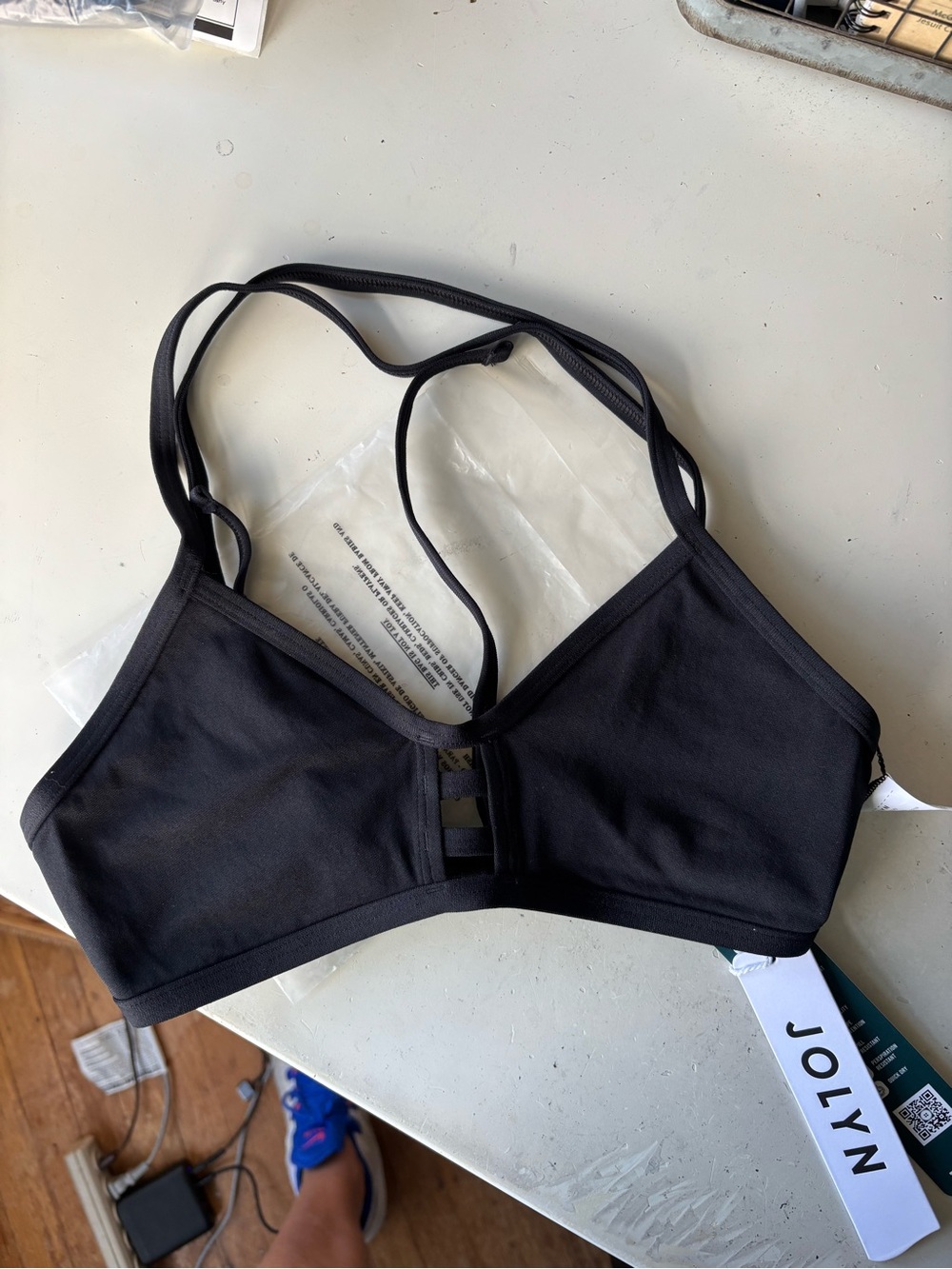Jolyn Tomcat Women's Black Strappy Swim Top size Medium